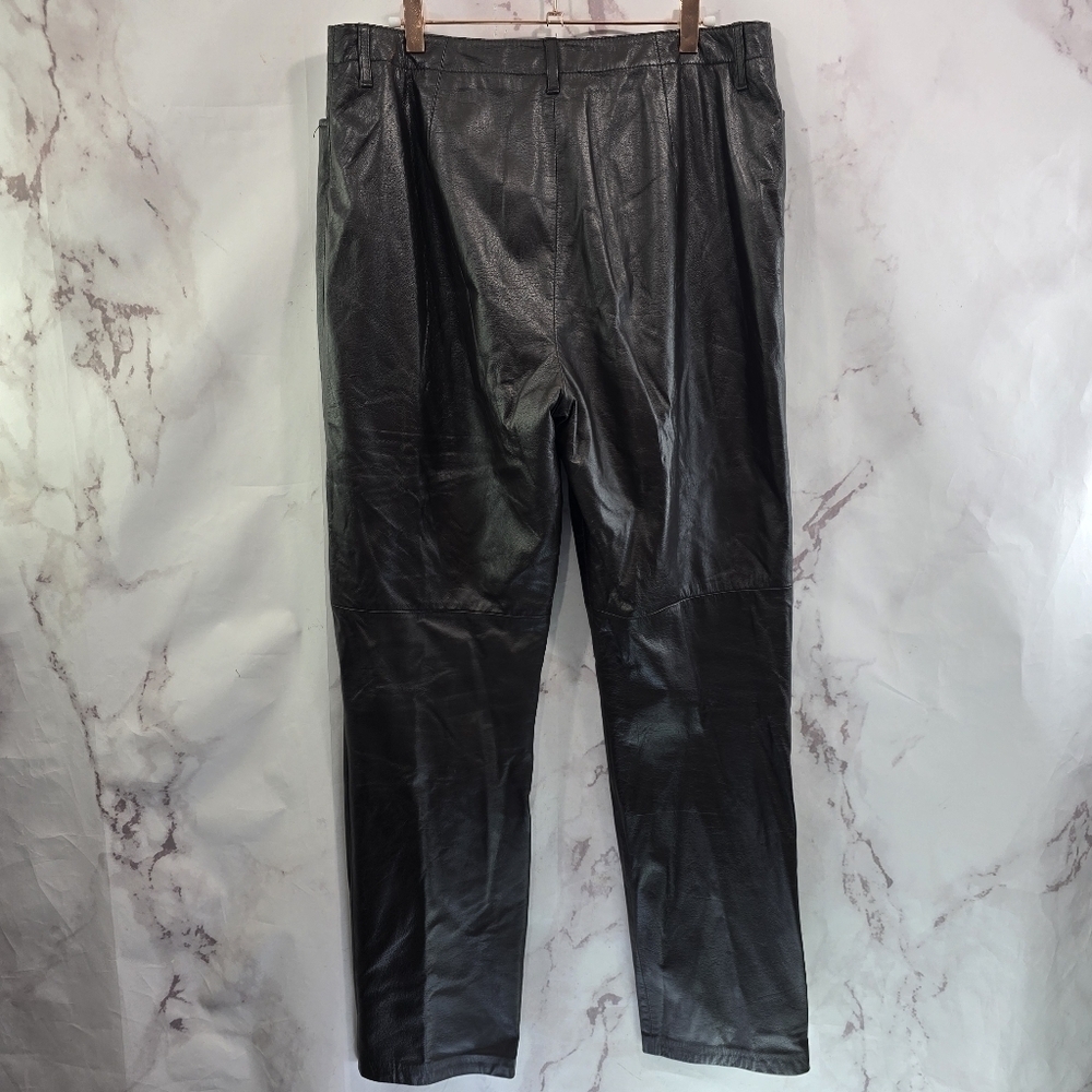 LRL Ralph Lauren Pants Womens 12x30 Chocolate Brown Leather High Rise Straight - Picture 5 of 11